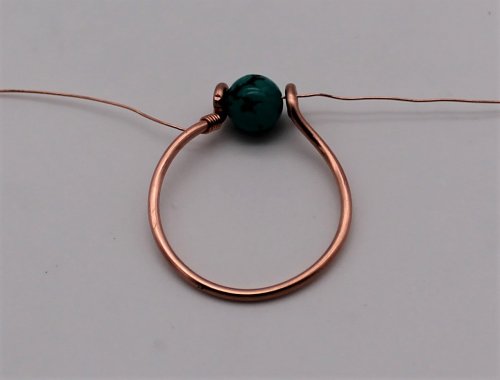 Abby Hook's Dainty Boho Ring - Attach the bead, Contemporary Wire Jewelry, Loops, Wire Loop, Wrapped Wire Loop, thread the bead onto the wire